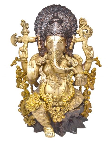 Buy Handcrafted Brass Ganesha Brown Statue Brass Showpiece Online at ...