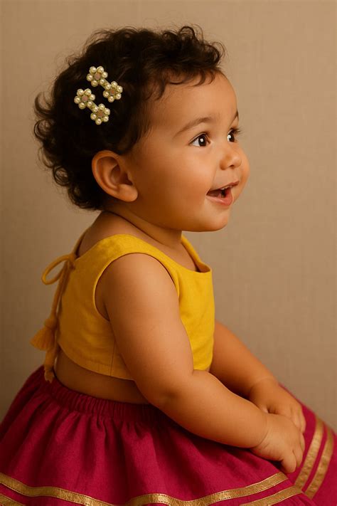 Choko Gold Pearl Medallion Headband with Matching Hair Clips Set for ...