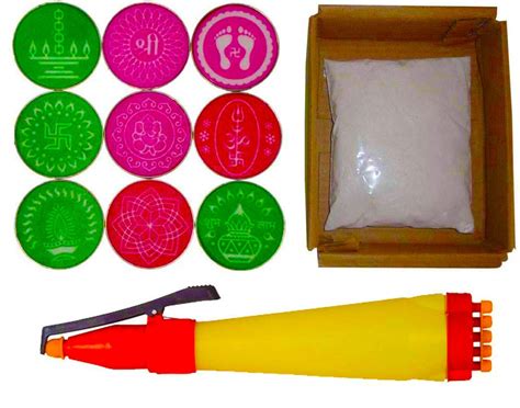 Buy Rangoli Making Kit Includes 100 Grams White Rangoli Color and Set ...