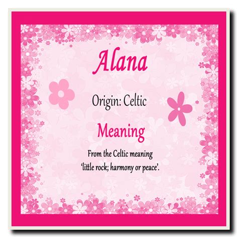 Alana Personalised Name Meaning Certificate - The Card Zoo
