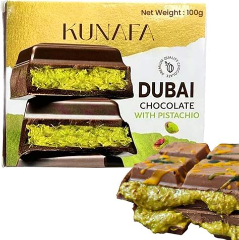 Pistachio Kunafa Chocolate Bar - Premium Dubai Chocolate (100g) - Etsy