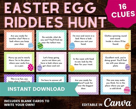 Easter Treasure Hunt | Indoor Scavenger Hunt | Outdoor Egg Hunt | Printable Download - Etsy UK ...