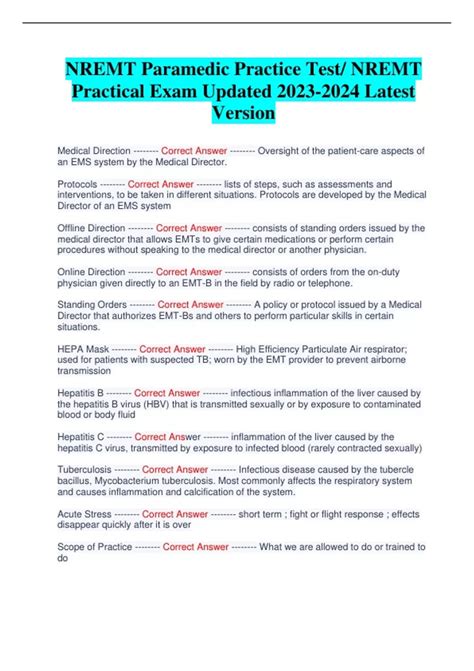 NREMT Paramedic Practice Test/ NREMT Practical Exam Updated Latest ...