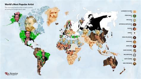 The Most Googled Artist in Every Country Mapped - Vivid Maps