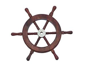 Hampton Nautical Deluxe Class Wood and Brass Decorative Ship Wheel 9 ...