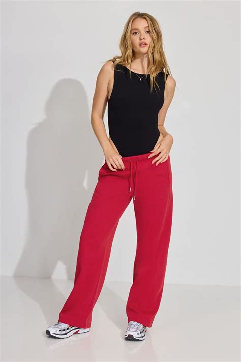 Straight Leg Panel Sweatpants Red | Garage