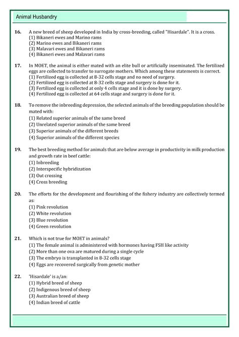 NEET Plant Breeding Animal husbandary_exercise answers