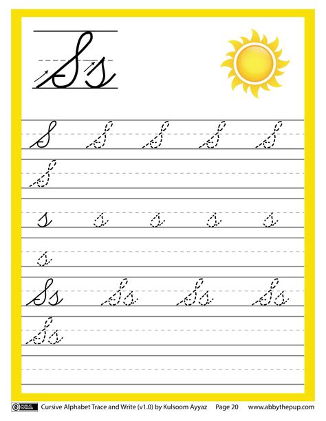 Cursive Alphabet Trace and Write Letter S | Free Printable Puzzle Games