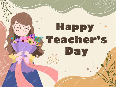 Premium Vector | Happy teacher's day with aesthetic background