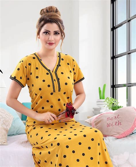 Cotton Yellow Long Nighty Nightgown for Women – Stilento