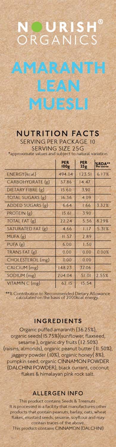 Buy NOURISH ORGANICS AMARANTH LEAN MUESLI - 250GMS Online & Get Upto 60 ...