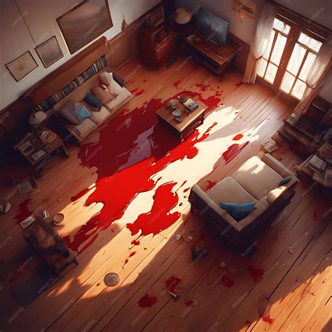 A blood splattered floor with blood on the floor | Premium AI-generated ...