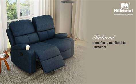Nilkamal Matt 2 Seater Fabric Manual Recliner with Cup Holder | 1 Year ...