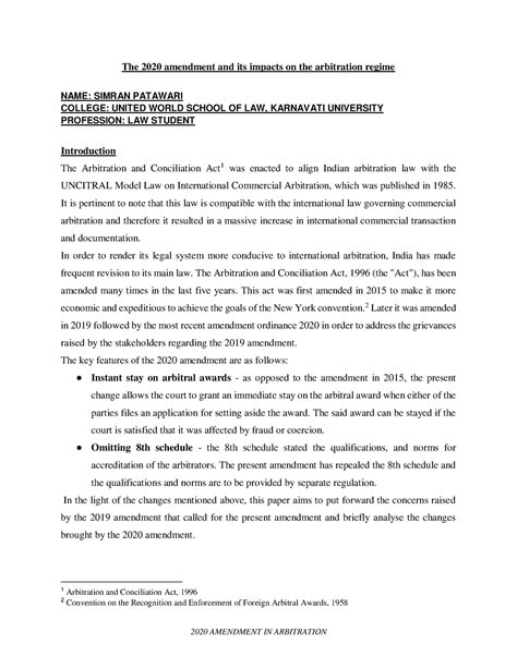 Adr - ITS ABOUT AMENDMENT ACT - The 2020 amendment and its impacts on ...