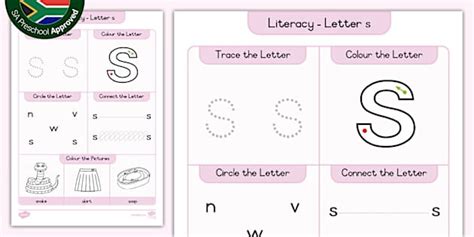 Preschool: Literacy: Letter s Worksheet