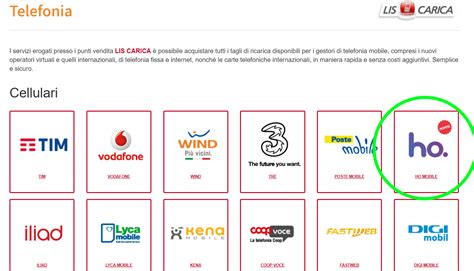 Le ricariche ho. Mobile sono disponibili nei punti vendita SisalPay e ...