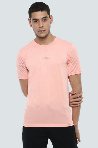 Buy Men Peach Solid Crew Neck T-shirt Online - 565544 | Louis Philippe