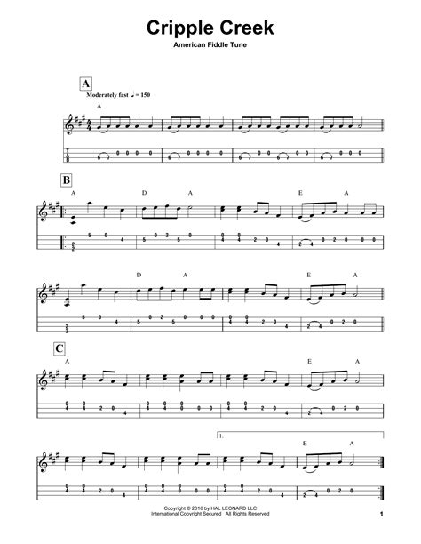 Cripple Creek by American Fiddle Tune - Mandolin Tab - Guitar Instructor
