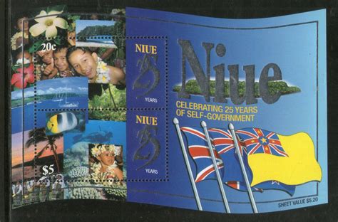 Niue 1999 Self-Government Anni. Flags Boat Fish Odd Shaped Sc 740 M/s ...