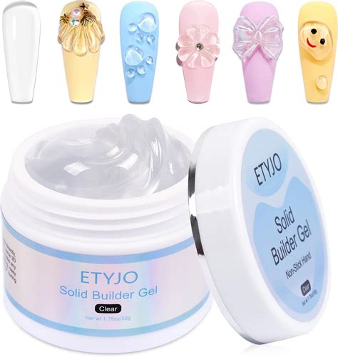 ETYJO Solid Builder Gel for Nails 50g Large Capacity Clear Non-Stick 3D ...