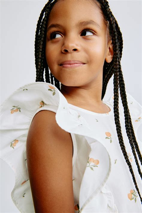 Printed cotton dress - White/Peaches - Kids | H&M IN