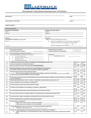 Fillable Online Homeowners Association Questionnaire Full Fax Email ...