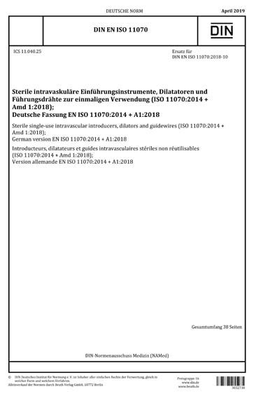 DIN EN ISO 11070:2019 DE - Sterile intravaskuläre ...