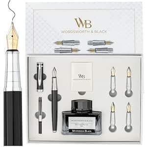 Wordsworth & Black Fountain Pen Gift Set, Includes Ink Bottle, 6 Ink ...