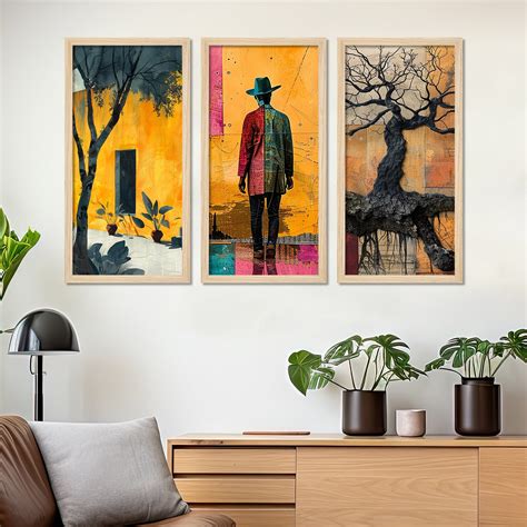 Modern Colorful Artistic Art Wooden Wall Frame Set of Three – Homcraft