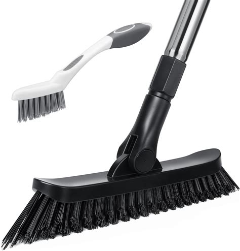 Amazon.com: Qaestfy Grout Brush with Long Handle for Cleaning, Stiff ...