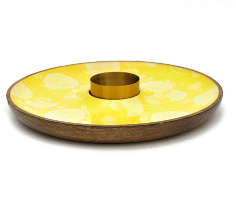Buy Marigold Printed Chip N Dip Platted With SS Bowl - OGGN HOME
