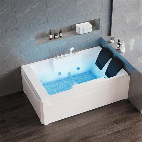 MYDUD 72” Acrylic Whirlpool Bathtub - 2 Person Hydromassage Tub ...