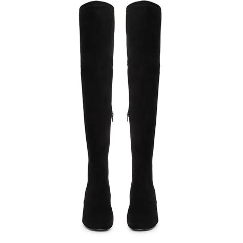 Saint Luisa Black Stretch Suede Above The Knee Boots – SaintG India