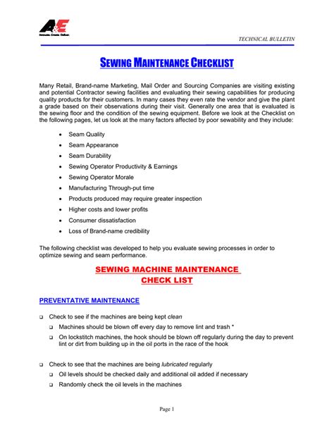 Image result for Sewing Machine Maintenance Checklist Printable