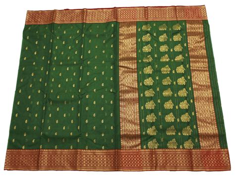 Green Organza Chanderi Silk Saree - Authentic Handloom Chanderi Saree ...