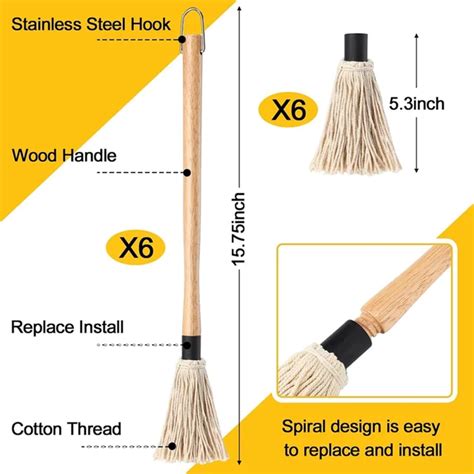 Wooden Handle Basting Brush 2-PCS BBQ Basting Mop Set - 18 Inch Wooden ...