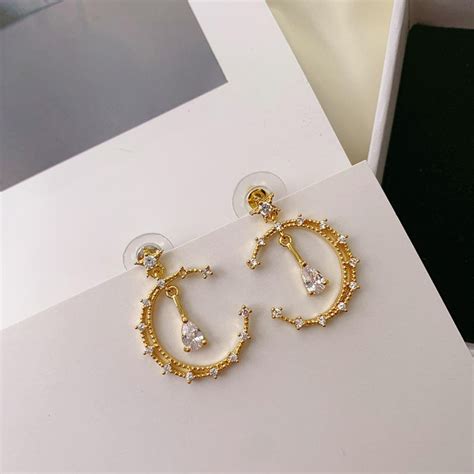 Bling Semicircle Drop Earrings | ArtsCrafted