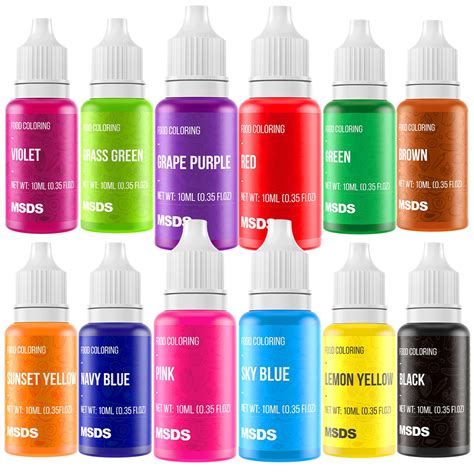 Amazon.com : Food Coloring Liquid Set - 12 Vibrant Color Food Grade ...