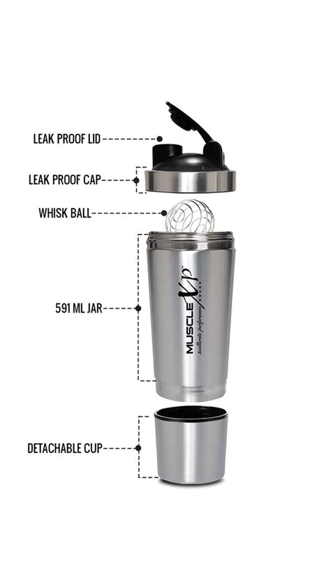 Buy MUSCLEXP GYM SHAKER CLASSIC XP MIXER STAINLESS STEEL SHAKER BLENDER ...