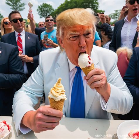 Donald Trump Enjoying Ice Cream | Stable Diffusion Online