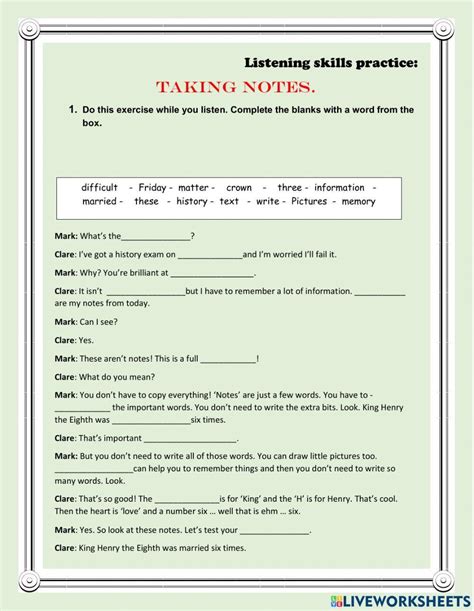 Note Taking Worksheets 的图像结果