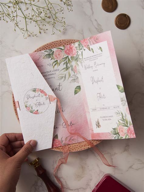 Love in Coral | Eco-Friendly Plantable Seed Paper Wedding Card