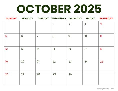 October 2025 Calendar (52 Free PDF Printables)