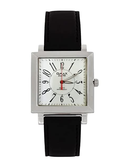 Buy OMAX Analog White Dial with Black Geniune Leather Strap Men's Watch ...