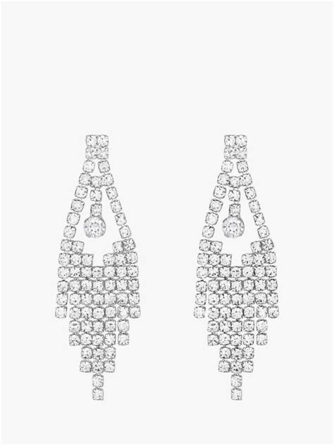 Jon Richard Diamante Drop Earrings, Silver