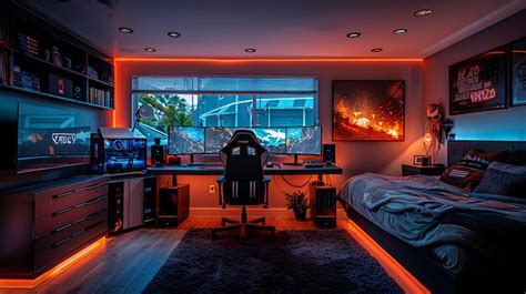 Gaming room with rgb color lights | Premium AI-generated image