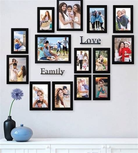 Set Of 13 Black Solid Individual Photo Frames With Love & Family photos ...