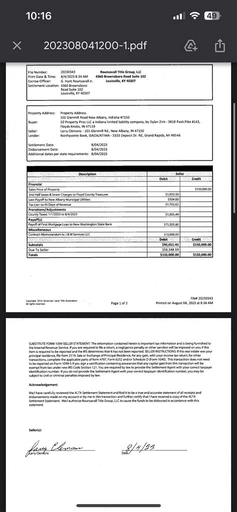Alta Settlement Statement