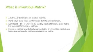Image result for Invertible Matrix Applications