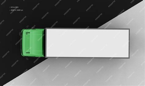 Изолированный реалистичный блестящий зеленый большой грузовик с видом сверху | Премиум PSD Файл